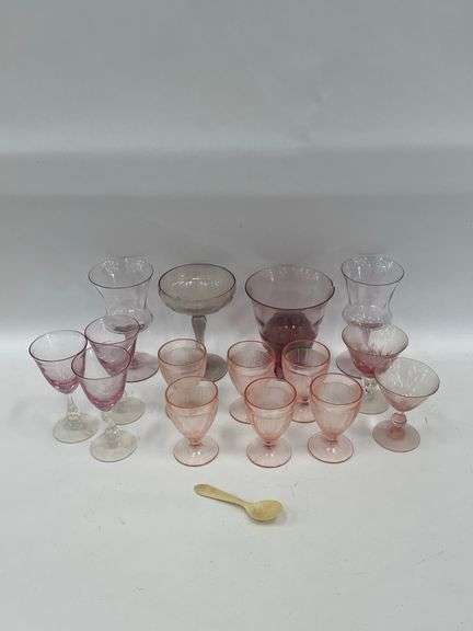 Variety Of Pink Tiffin, Depression Glass, And Other Glassware - Kraft  Auction Service, LLC