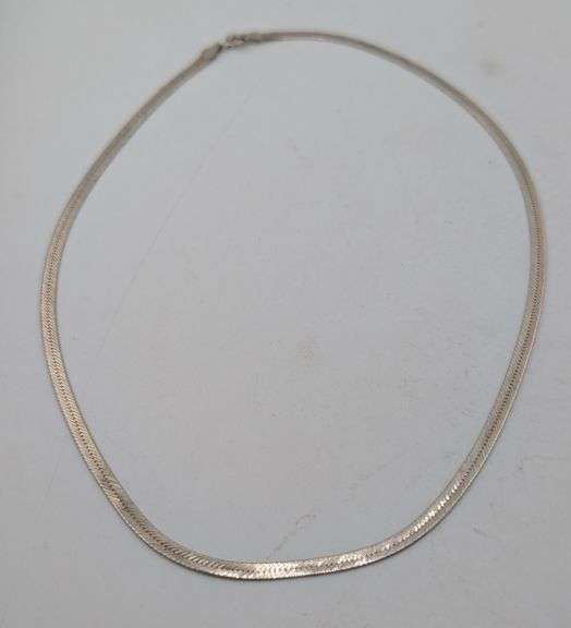 Italian Sterling Silver Herringbone Chain Necklace