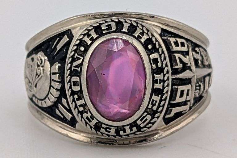 (AJ) 10K White Gold 1978 Chesterton High School Class Ring