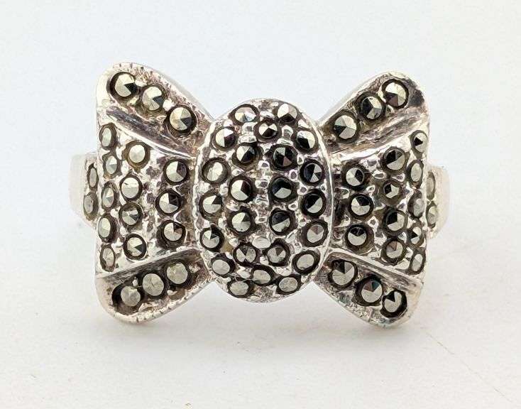 Sterling Silver Marcasite Bow Statement Ring