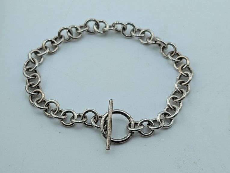 Sterling Silver Rolo Link Toggle Bracelet