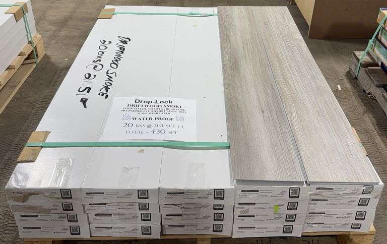 Drop-Lock DRIFTWOOD SMOKE Rigid Core Pre-Padded Luxury Vinyl Tile Flooring