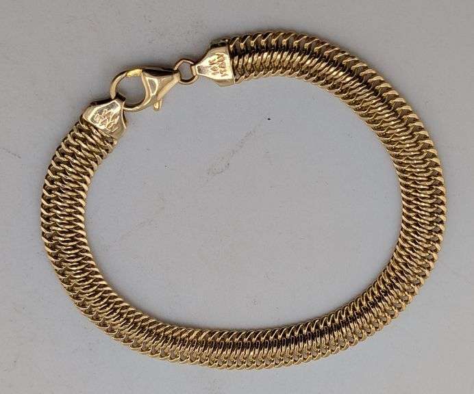 14K Yellow Gold Italian Multi-Row Interlocking Link Bracelet