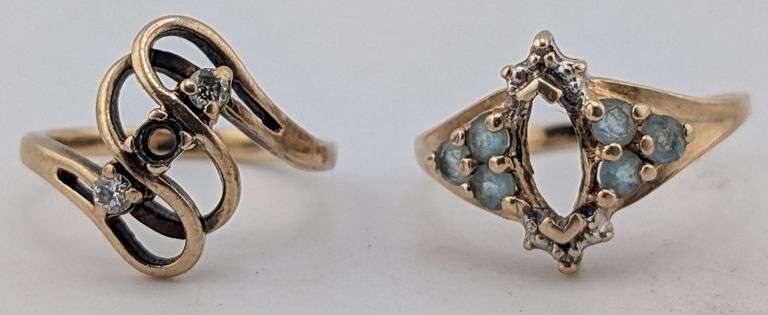 (AJ) Two 10K Yellow Gold Rings W/ Missing Stones