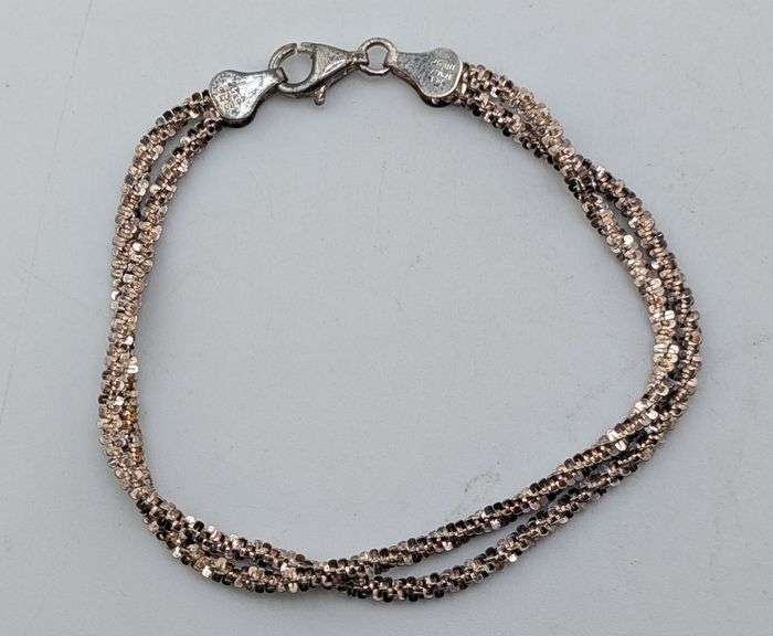 Milor Italy Sterling Silver Multi-Strand Diamond-Cut Popcorn Chain Bracelet