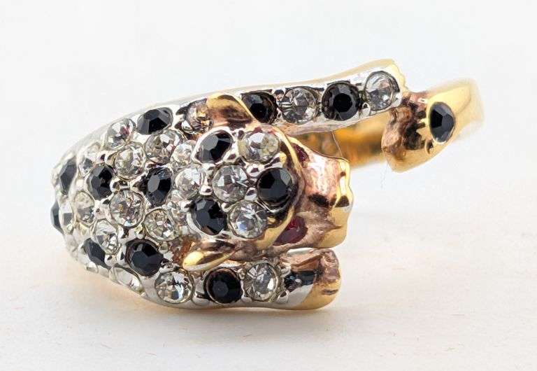 RS Convenant Gold Tone Austrian Crystal Leopard Ring