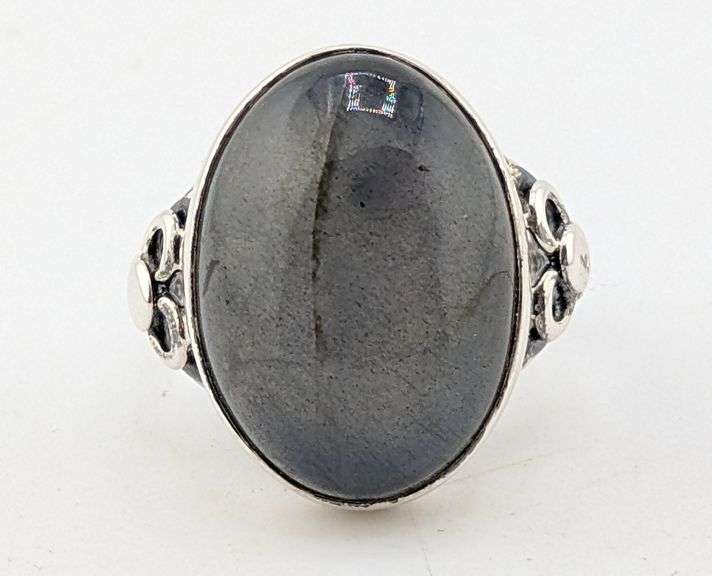 Sterling Silver Oval Labradorite Filigree Openwork Statement Ring