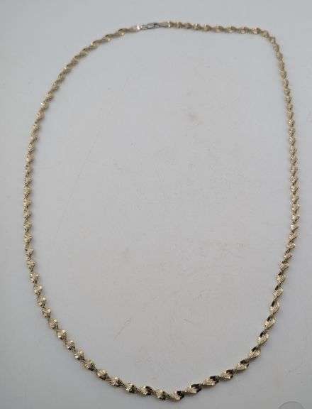 Milor Italy Sterling Silver Two Tone Diamond Cut Twisted Ribbon Chain Necklace