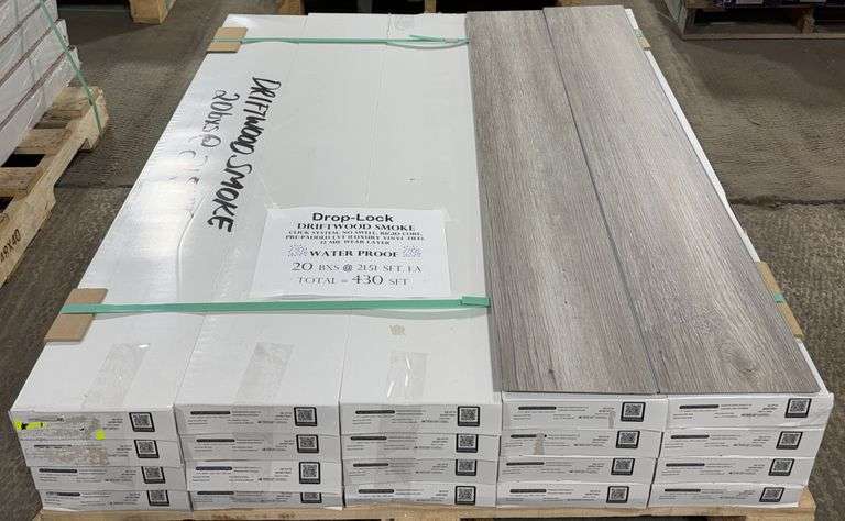 Drop-Lock DRIFTWOOD SMOKE Rigid Core Pre-Padded Luxury Vinyl Tile Flooring