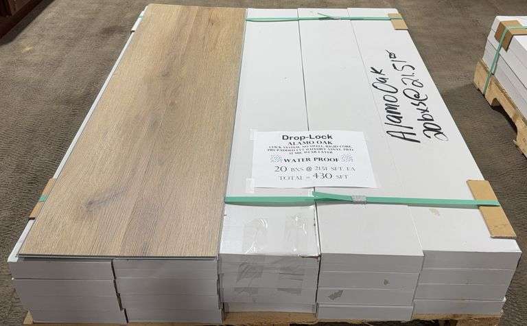 Drop-Lock ALAMO OAK Rigid Core Pre-Padded Luxury Vinyl Tile Flooring