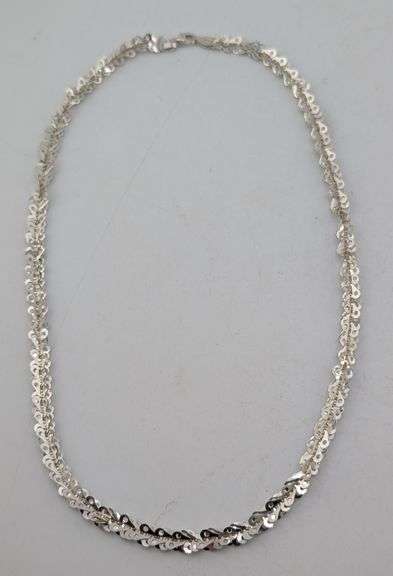 Milor Italy Sterling Silver Multi-Row Sequin Disk Chain Necklace