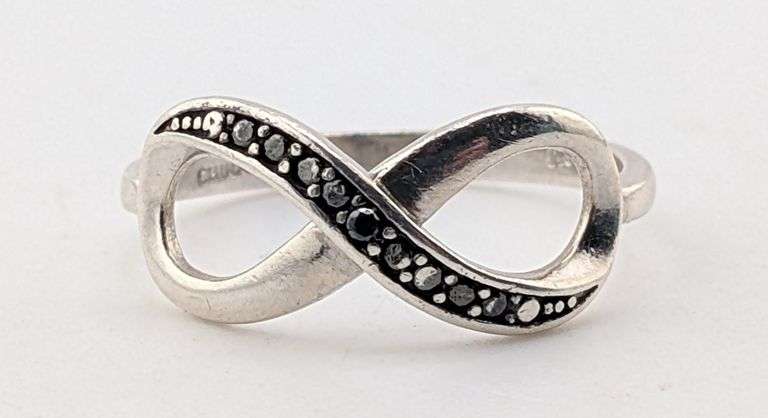 Sterling Silver Black Spinel Infinity Statement Ring
