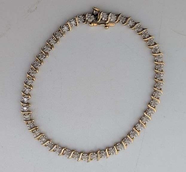 10K Yellow Gold Diamond Tennis Bracelet