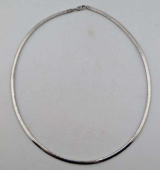 Sterling Silver Classic Flat Omega Chain Necklace