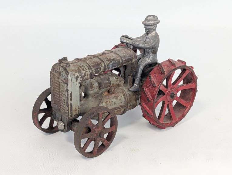 Antique Arcade Cast Iron Fordson Tractor w/ Man