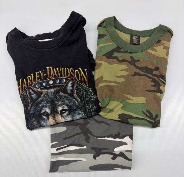 (AM) 3 Shirts Including Harley Davidson, FOX Outdoor Products, & Tee Swing