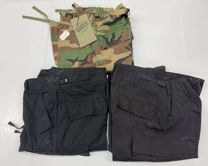 (AM) 3 Pants Including Brigade QuarterMasters Combat Cloth, & More