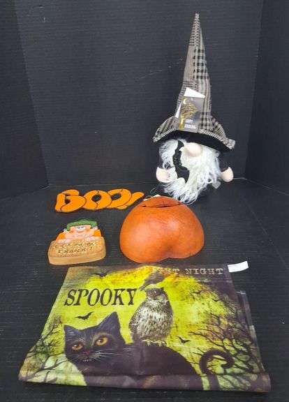 (AI) Halloween Decor Includes Garden Flag, Gnome, & More
