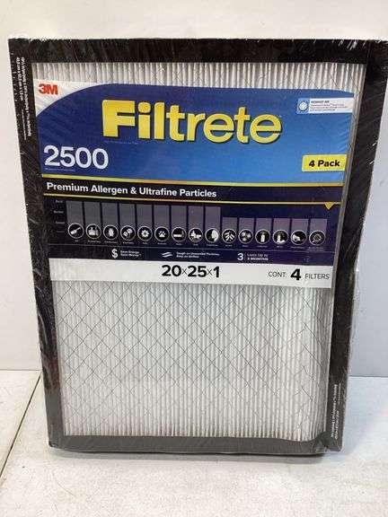 (4)3M Filtrete furnace filters 20x25x1 (slightly damaged)