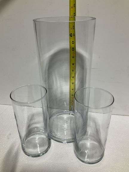 (2) 7.5” vases & 14”x6” vase