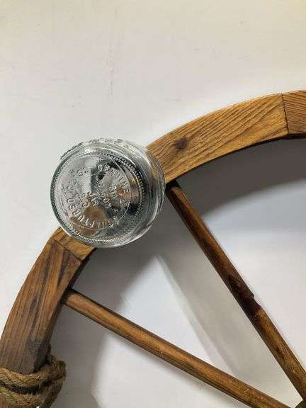 Wagon wheel, ball mason jar, chandelier