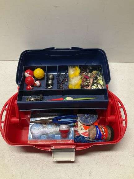 Tackle box with starter tackle and needle nose pliers (clean)