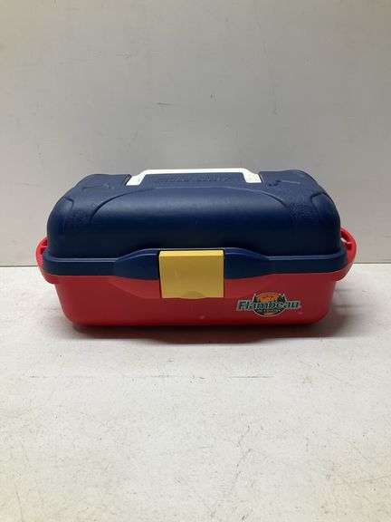 Tackle box with starter tackle and needle nose pliers (clean)