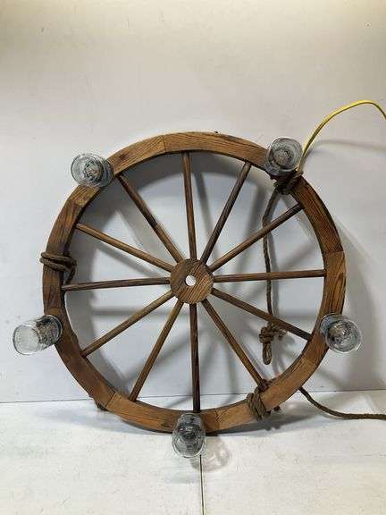 Wagon wheel, ball mason jar, chandelier