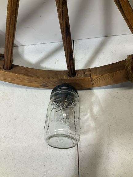 Wagon wheel, ball mason jar, chandelier