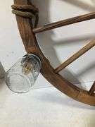 Wagon wheel, ball mason jar, chandelier