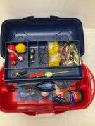 Tackle box with starter tackle and needle nose pliers (clean)