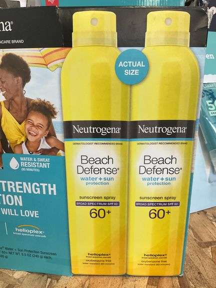 (Sealed) Neutrogena beach defense, water+sun protection sunscreen spray SPF 60
