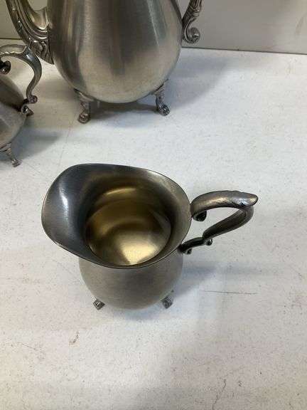 (4) Pewter tea service set