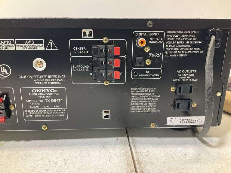 Onkyo receiver model number TX – DS474 (Tested works)