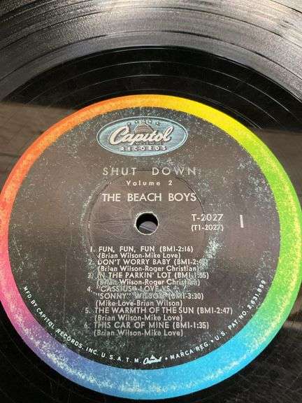 Blue tote, LP records without sleeves