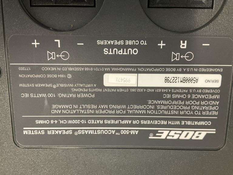 Bose acoustimass model AM–500 subwoofer speakers and surround sound