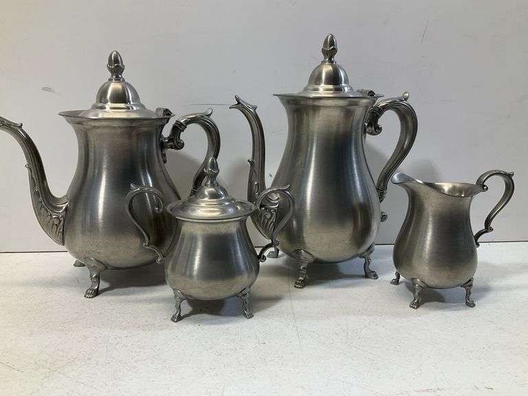 (4) Pewter tea service set