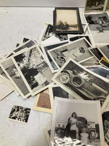 Clear tote of old pictures