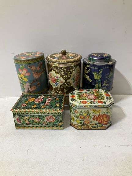 (5) Vintage tins Designed by Daher Long Island, NY 11101 Container made in England