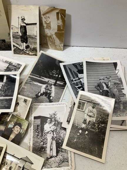 Clear tote of old pictures
