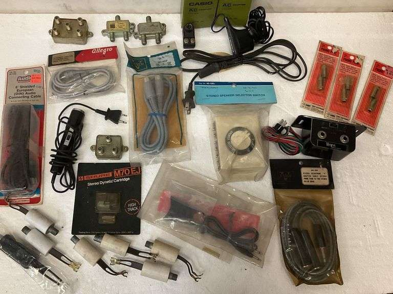 Vintage audio connectors, switches, and cables