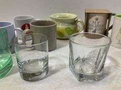 (14) miscellaneous rock glasses and mugs