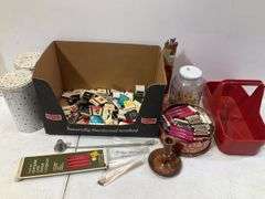 Matchbook collection with candles and holder