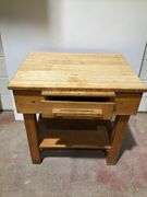 30“ x 22“ x 30“ wooden table faux butcher block