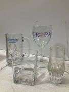 (9) miscellaneous beer, wine scotch cognac glasses