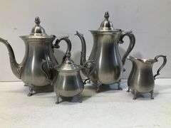 (4) Pewter tea service set