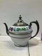 Graniteware pewter trimmed teapot