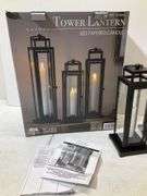 Set a three LED tower lanterns (only one candle lights)
