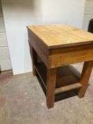 30“ x 22“ x 30“ wooden table faux butcher block