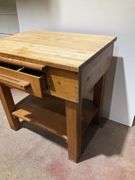30“ x 22“ x 30“ wooden table faux butcher block
